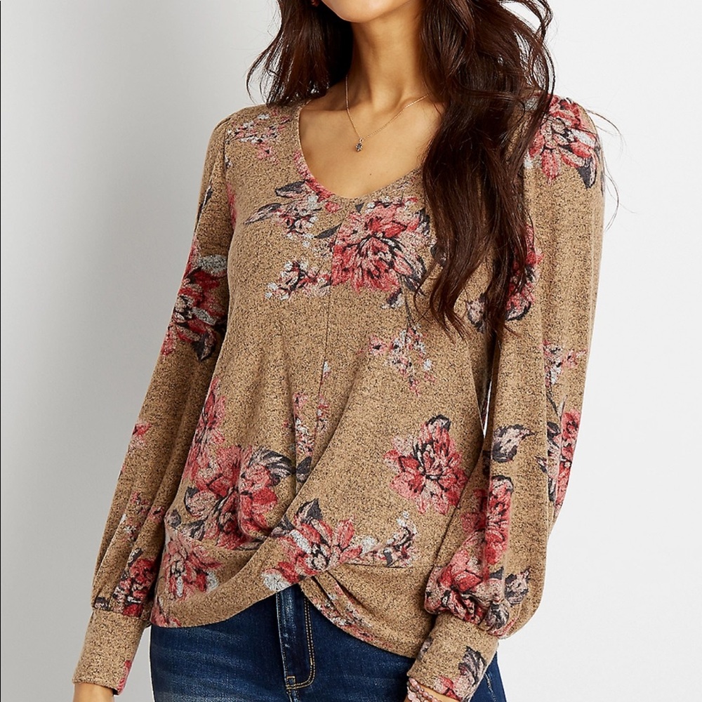 Sz XL Blouson Sleeve Twist Hem - Picture 4 of 16